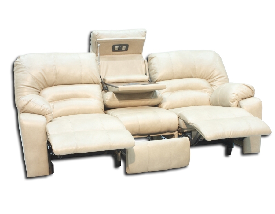 Reclining Sofa With Fold Down Console, Leather Sofa With Console