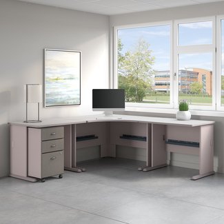 Warm Cherry Executive Modular Home Office Furniture Set