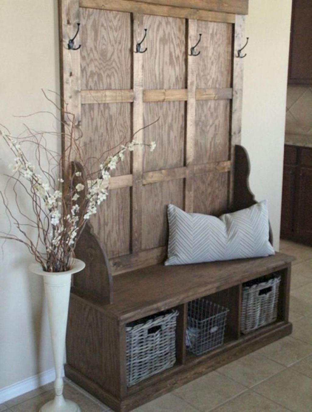 Coat Rack With Bench Visualhunt, Rustic Entryway Coat Rack With Bench