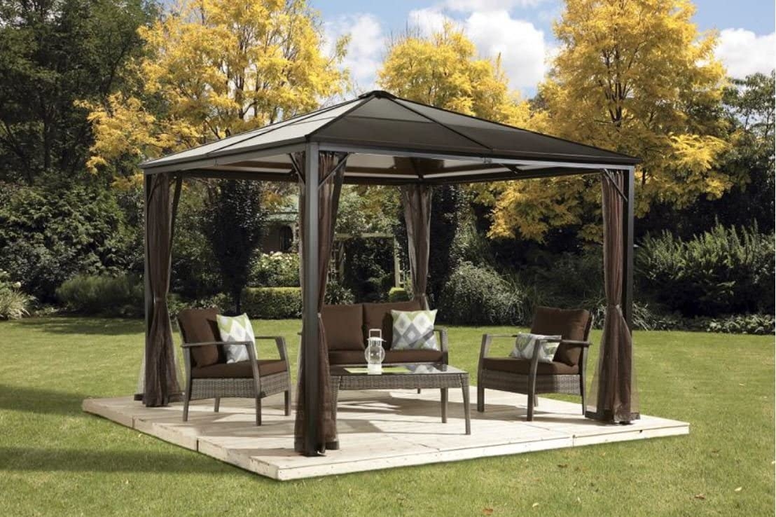 10x10 Polycarbonate Hard Top gazebo with mosquito netting ...