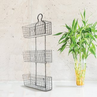 14" x 32.5" x 5" Three Tier Wall Hanging Metal/Wire Baskets
