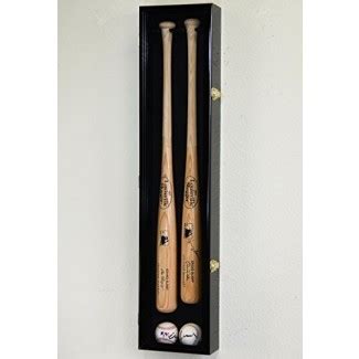 2 Baseball & Bat Display Case Cabinet Wall Mount Holder Rack