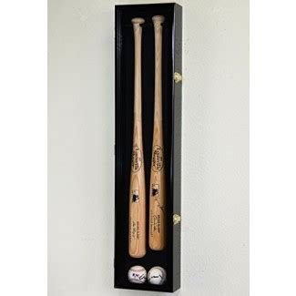 2 Baseball & Bat Display Case Cabinet Wall Mount Holder Rack