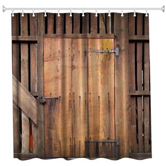 Old Barn Door Shower Curtain, Wooden Barn Door Garage Door American Style  Decorations for Rustic Shower Curtains, Waterproof Bathroom Accessories  with