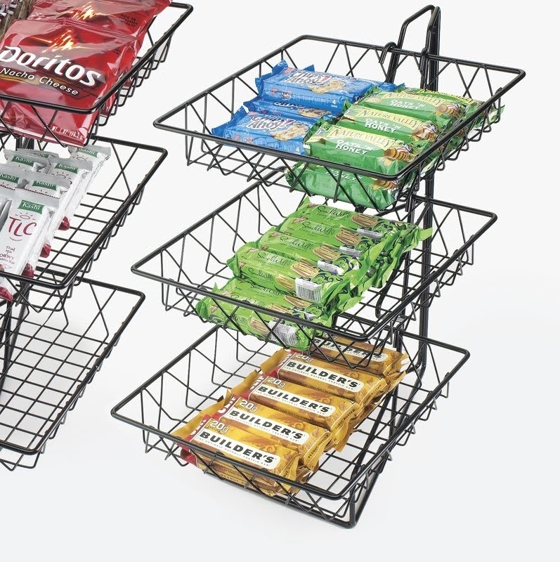 3-Tier Square Wire Basket Rack