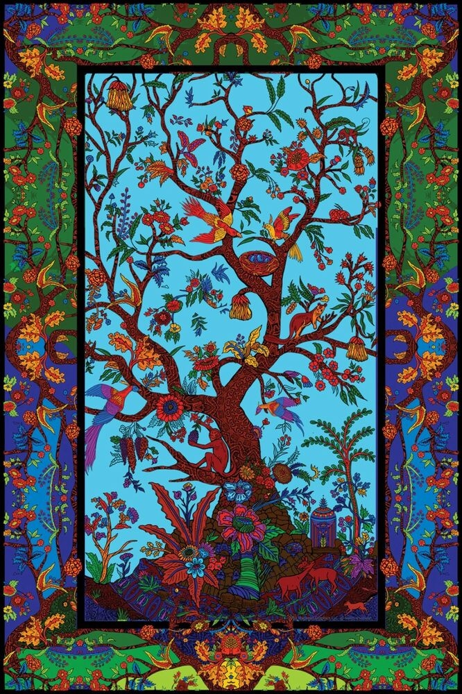 3D Color Tree Of Life Tapestry Beach Sheet Hanging Wall