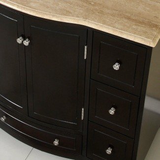 40-inch Travertine Countertop Single Sink Bathroom Vanity ...