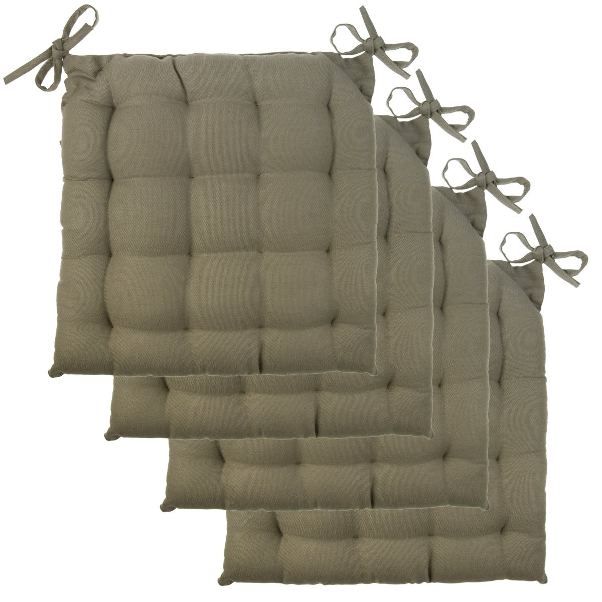 4pk Chair Pads Set Soft Tufted Cotton Canvas Padded Seat