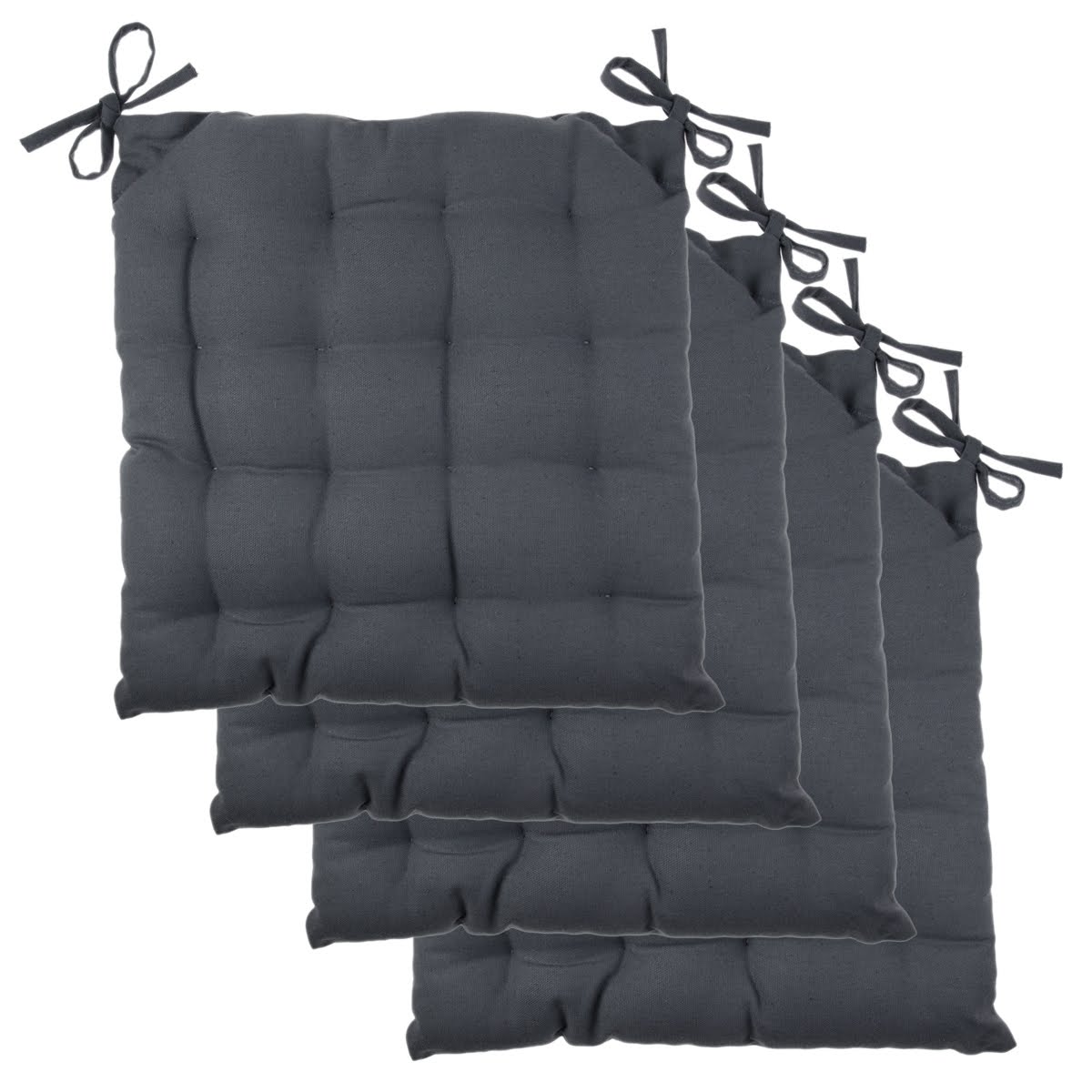 4pk Chair Pads Set Soft Tufted Cotton Canvas Padded Seat