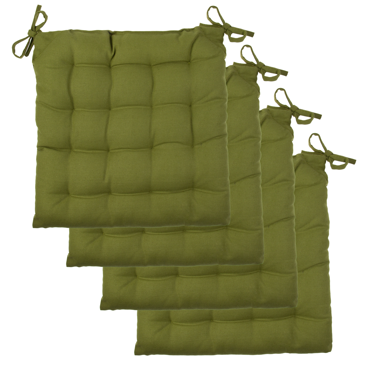 4pk Chair Pads Set Soft Tufted Cotton Canvas Padded Seat