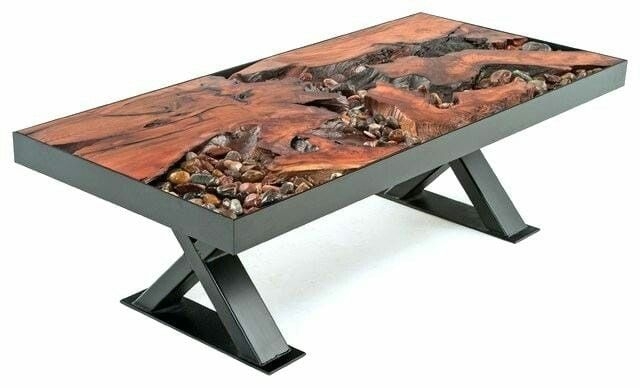 A River Runs Through It Unique Coffee Table - Rustic
