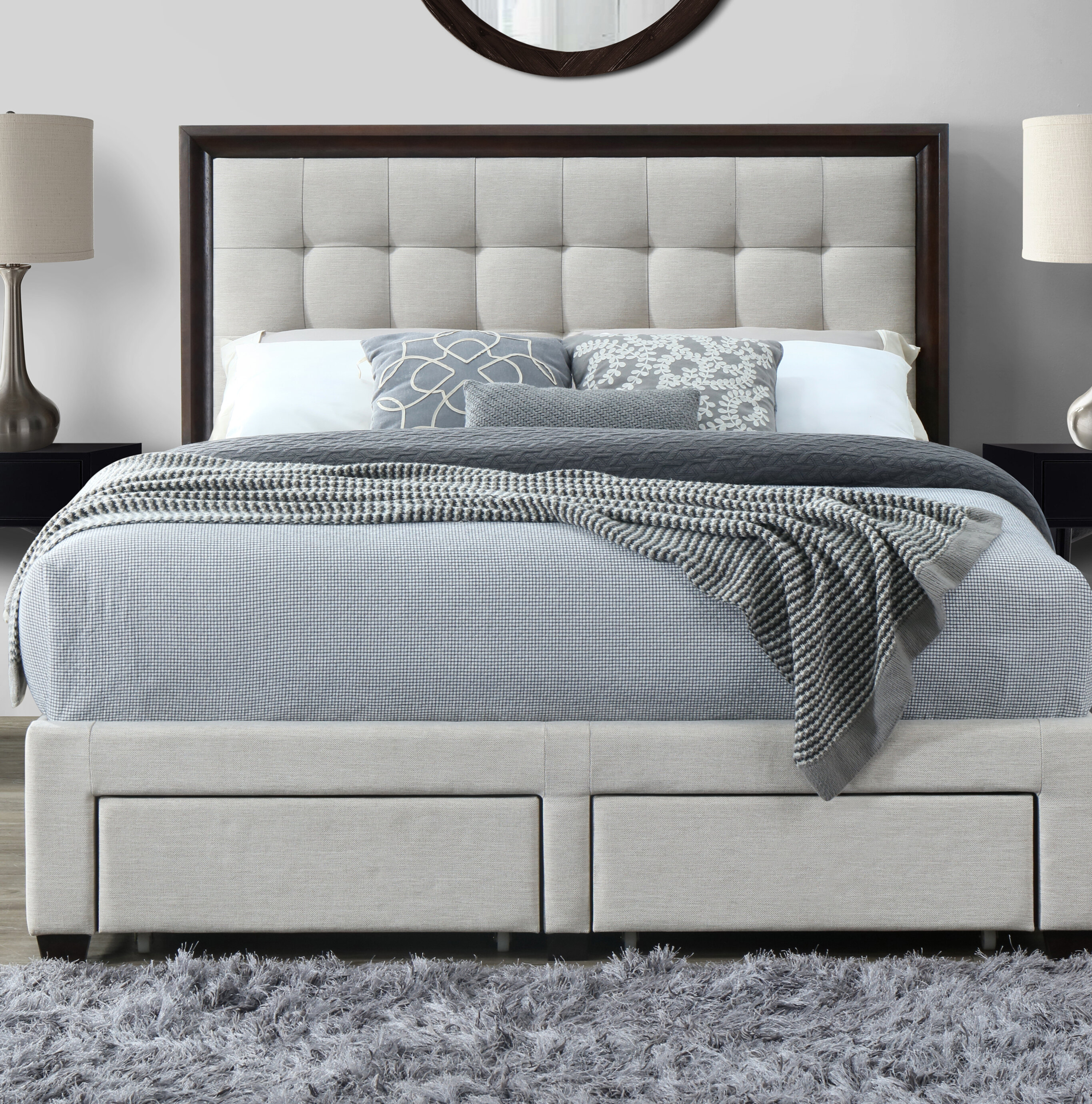 Upholstered storage online standard bed