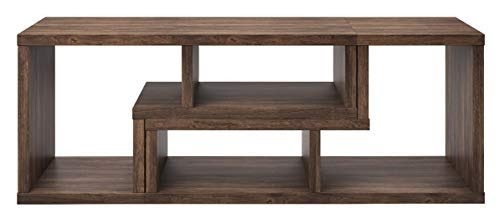 Adjustable Moveable Brown Walnut Low Profile Living Room TV Stand Console with Storage Shelves
