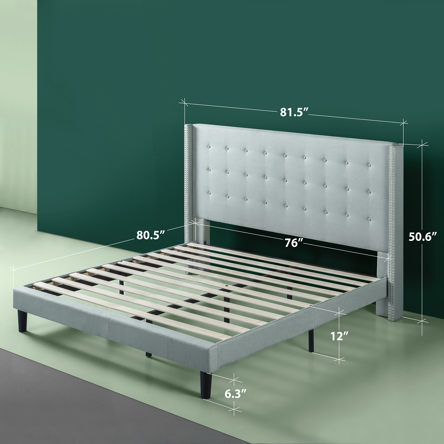 Alexio Upholstered Wingback Platform Bed Frame