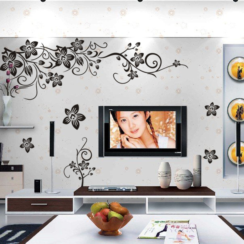 Wowelife Women Wall Stickers Beauty Wall Decals for Home Living Room Bedroom TV Background Black, Small 