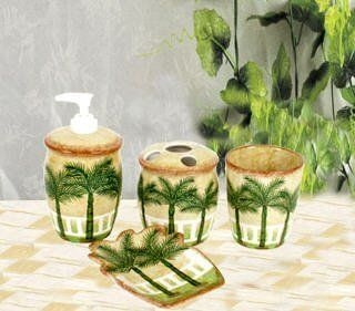 Amazon.com: Palm Tree Tropical Bath Set Bathroom ...