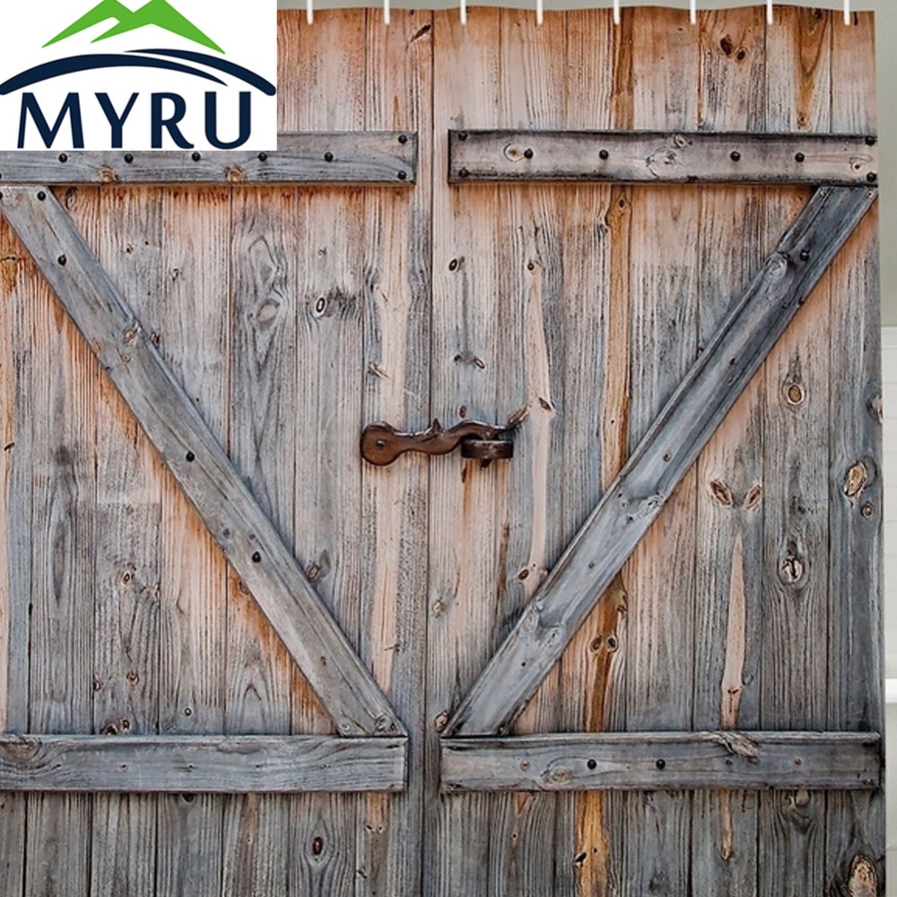 Amazon.com: Rustic Country Barn Doors Fabric SHOWER ...