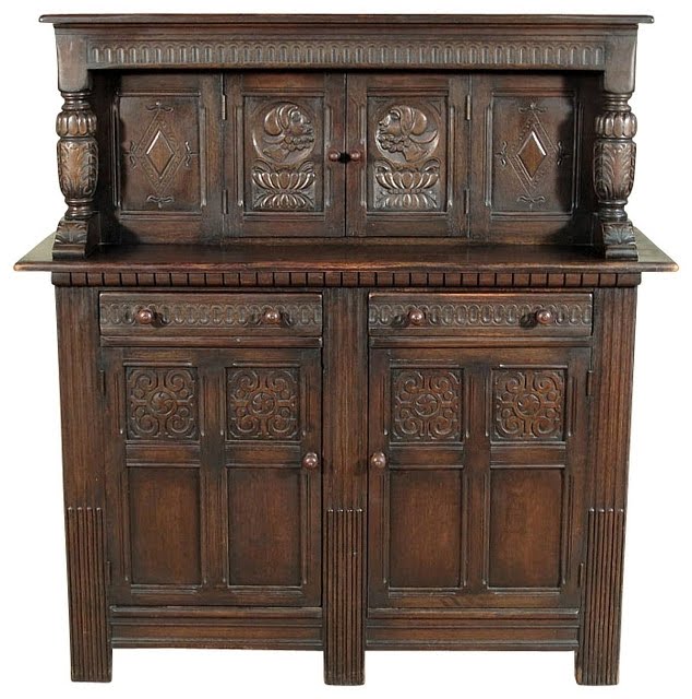 Antique Oak Georgian Court Cupboard Buffet Server ...