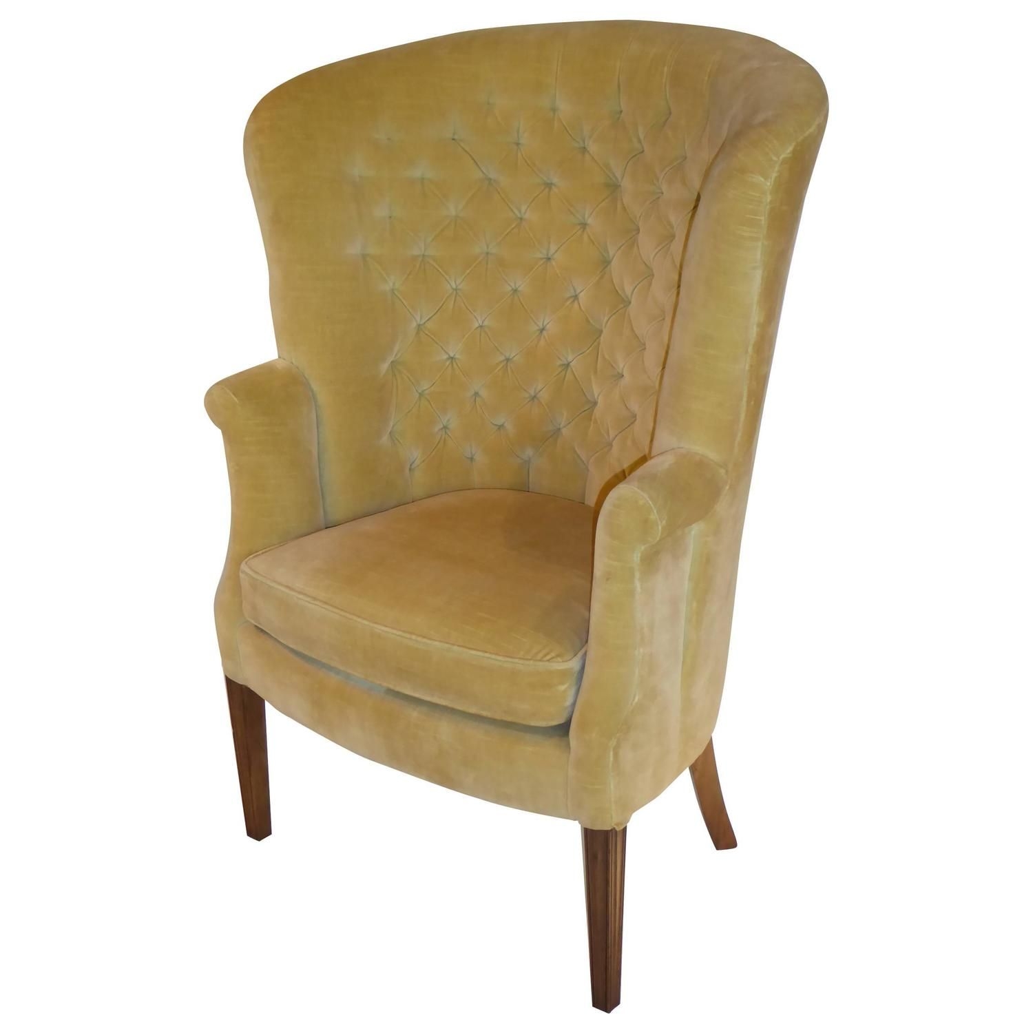Architectural High Back Tufted Velvet Wingback Chair at ...