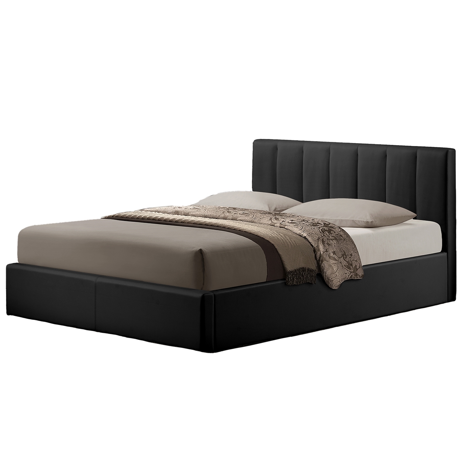 Luna Ottoman Bed Frame 800Liter Storage Space 160x200 Black Detachable Headboard Bedroom