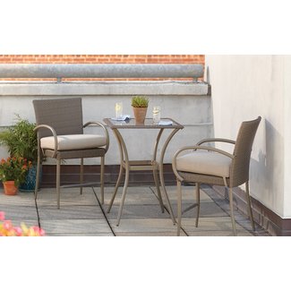 Balcony-Height Patio Bistro Set, Table, Chairs Gray ...