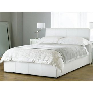 Bali White Kingsize Ottoman Faux Leather Bed Frame | Ottoman