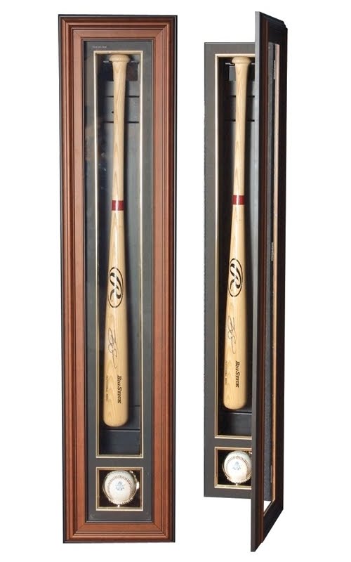 Baseball & Bat Cabinet Style Display Case with Black ...