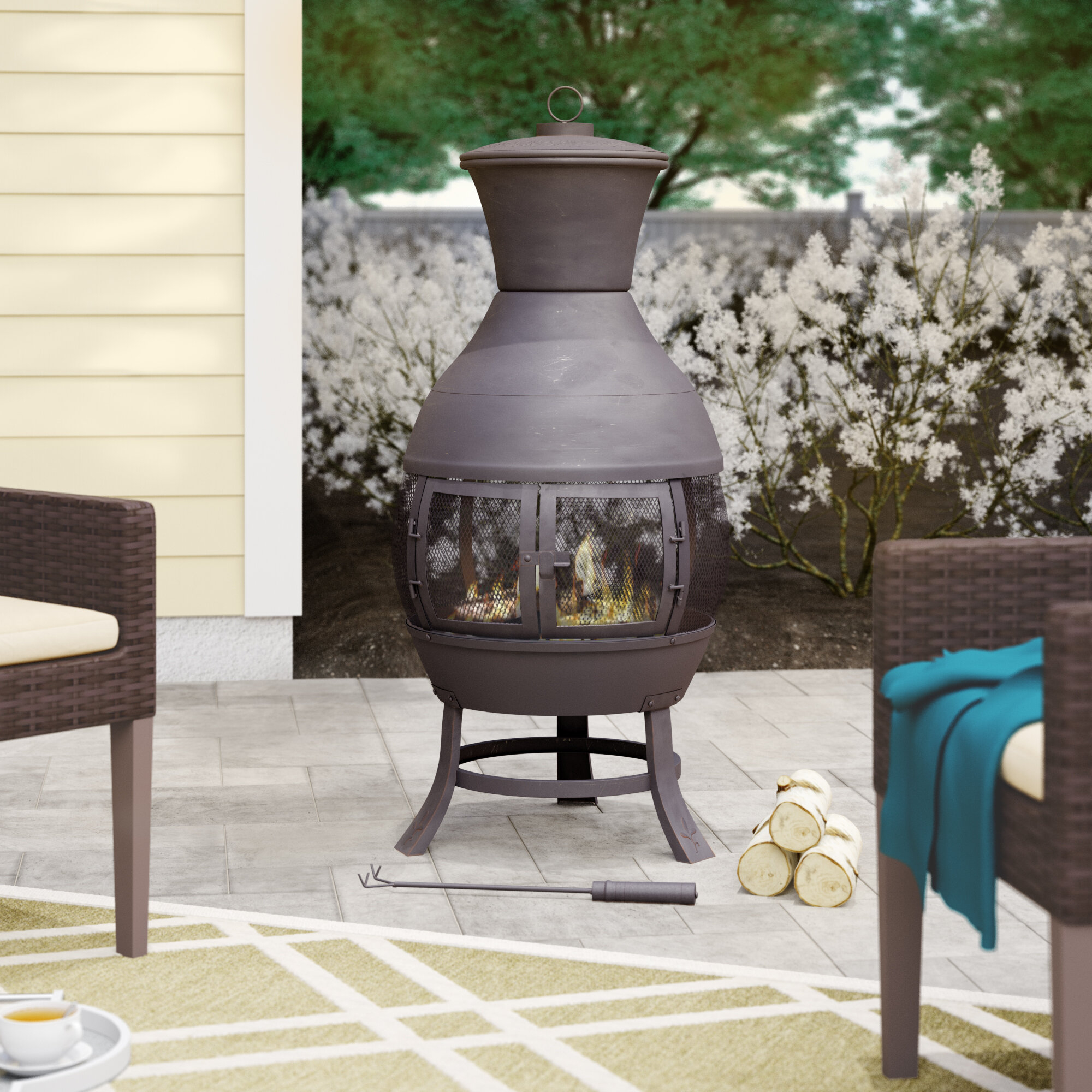 Basham Steel Wood Burning Chiminea