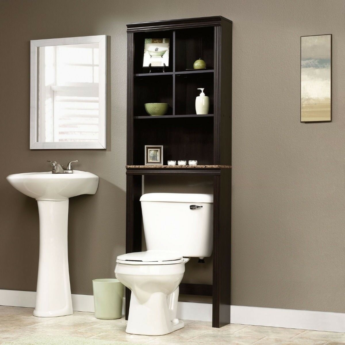 49*25*160cm Bathroom Shelves White Toilet Shelf Cabinet Toilet Shelf with 3 Shelves 