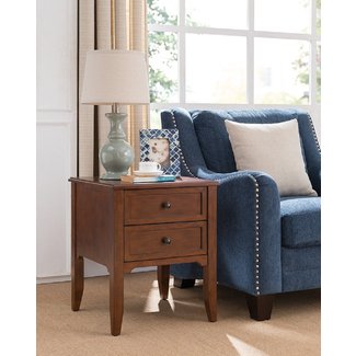 Baxter Side Table in Espresso with Charging Station