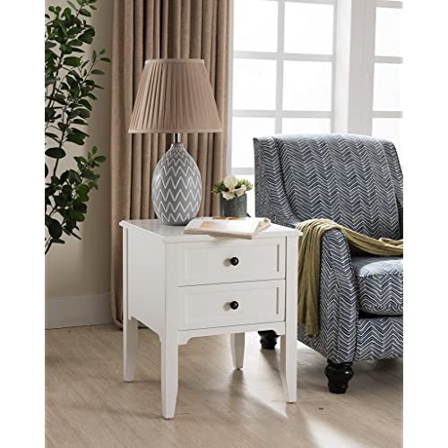 Baxter Side Table with Charging Station in White -
