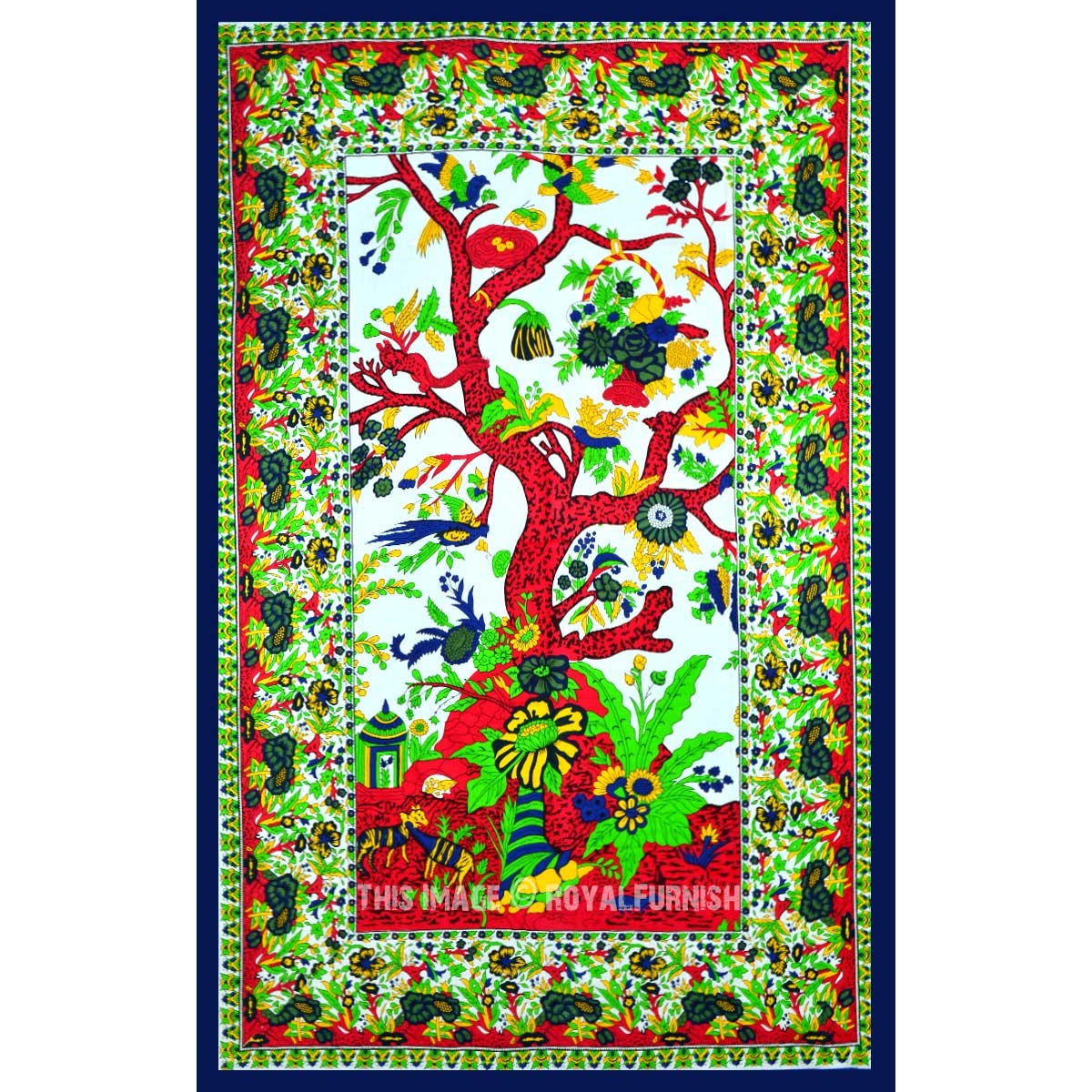 E-Tailor 120 TC Tree of Life Decorative Ethnic Tapestry Wall Hanging Hippie Mandala Bohemian Tapestries Red 90x108 Inch Manglam International STP-TREE-RED 