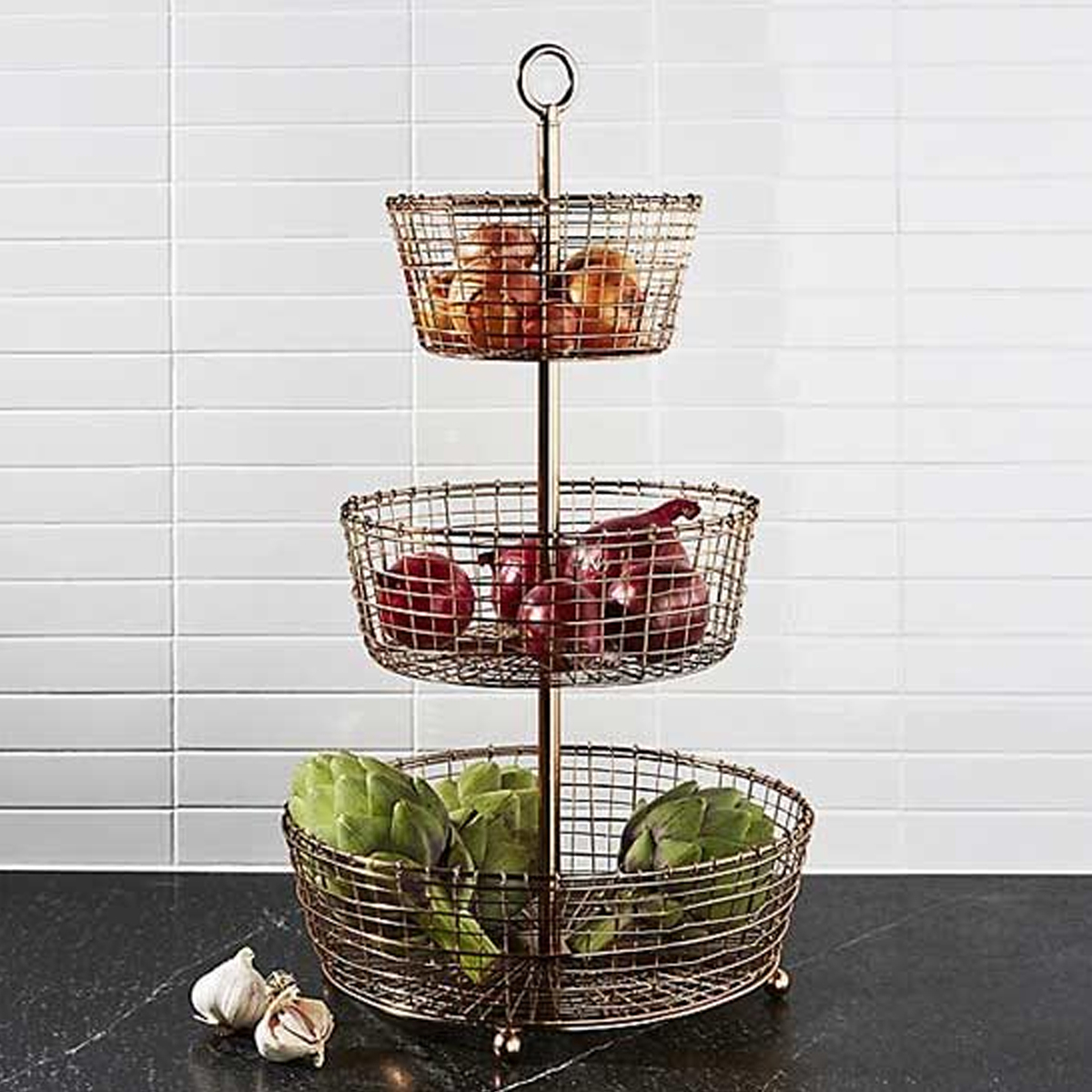 Bendt 3-Tier Copper Fruit Basket + Reviews | Crate and