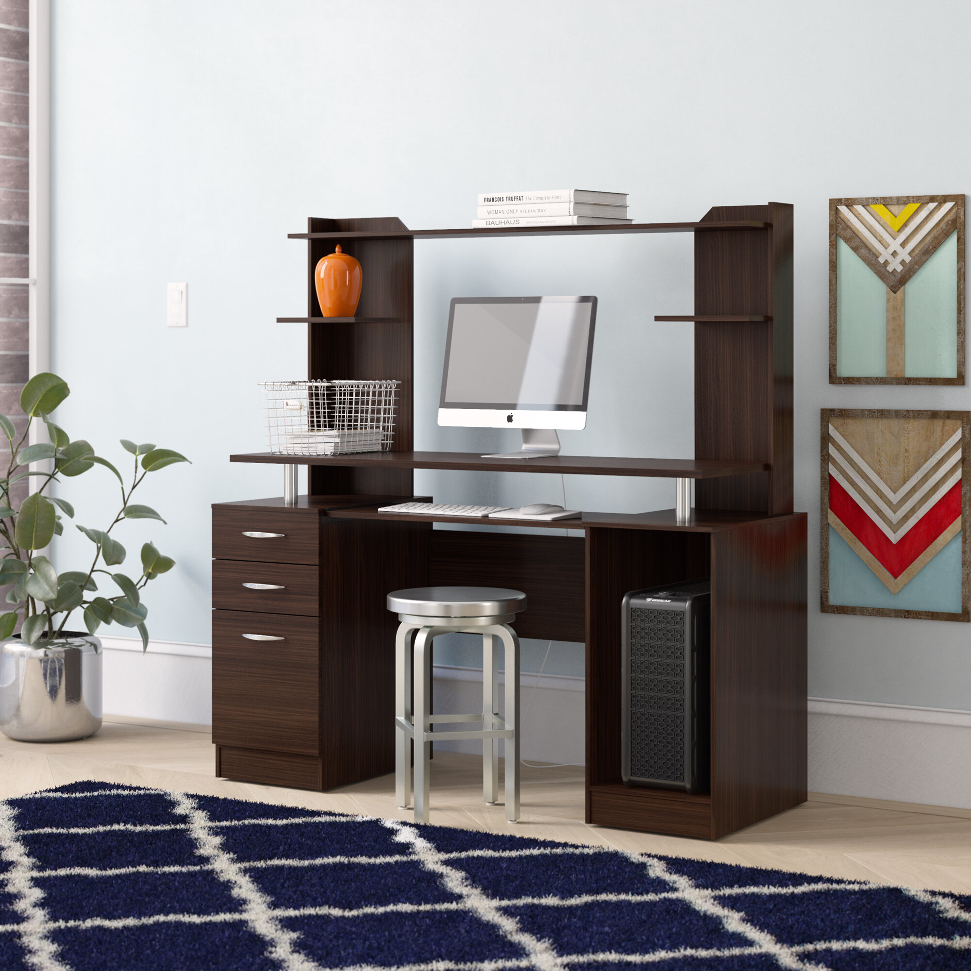 Bengal Work Center Computer Desk with Hutch