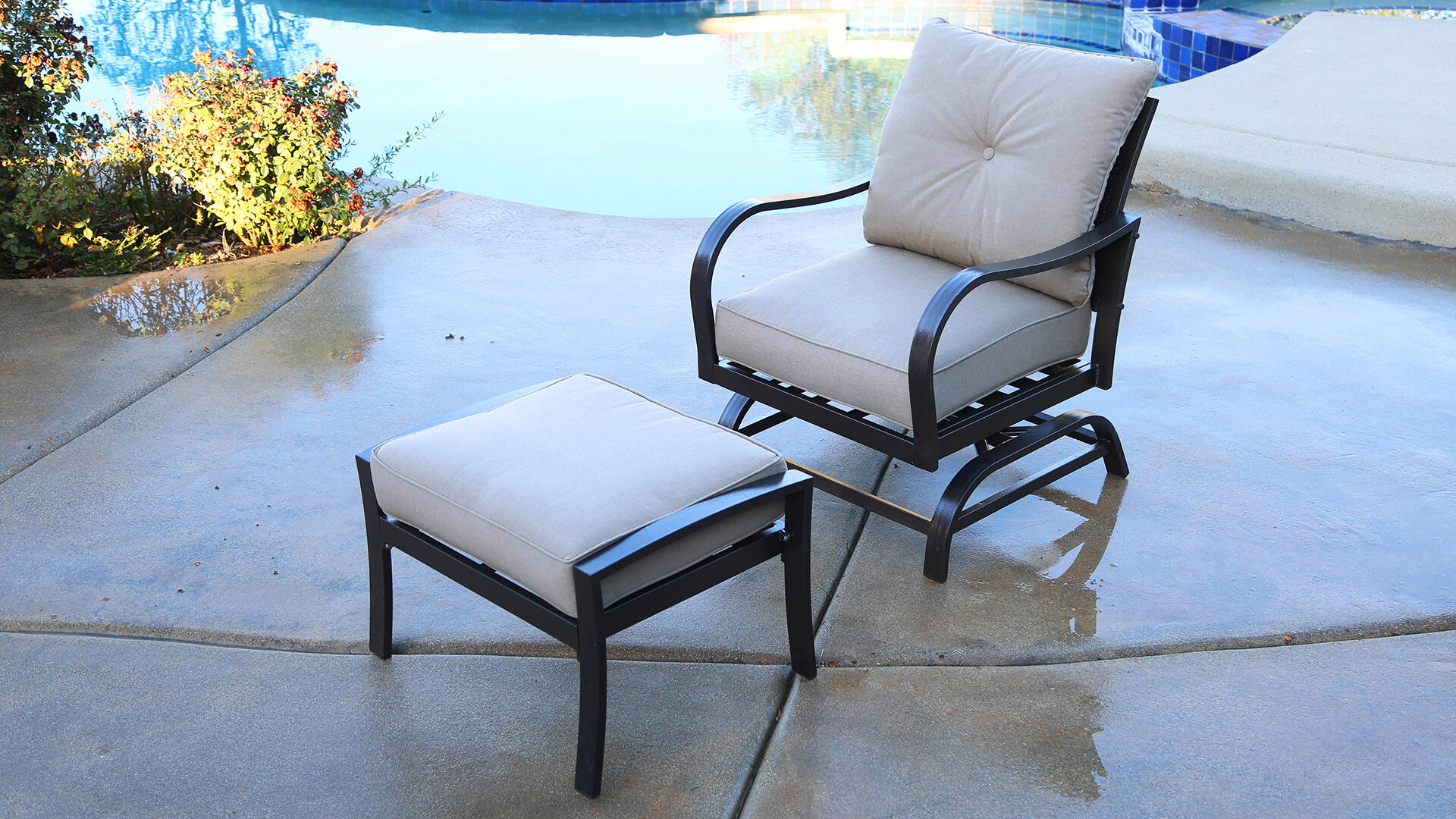 Bevins North Ridge Patio Chair with Cushions and Ottoman