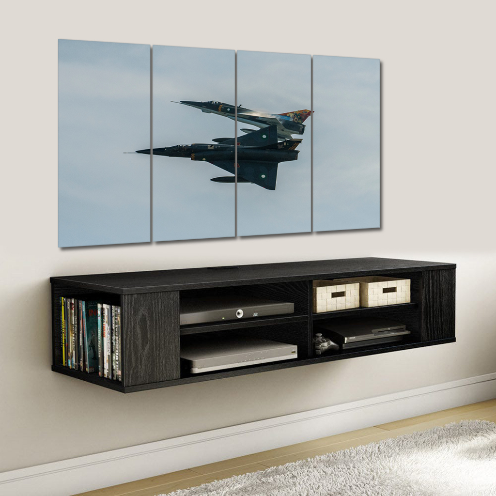 Black Wall Mounted Media Console TV Stand Entertainment ...