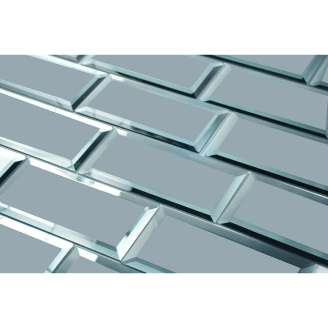 Blue Peel and Stick Mirror Glass Subway Tile ...