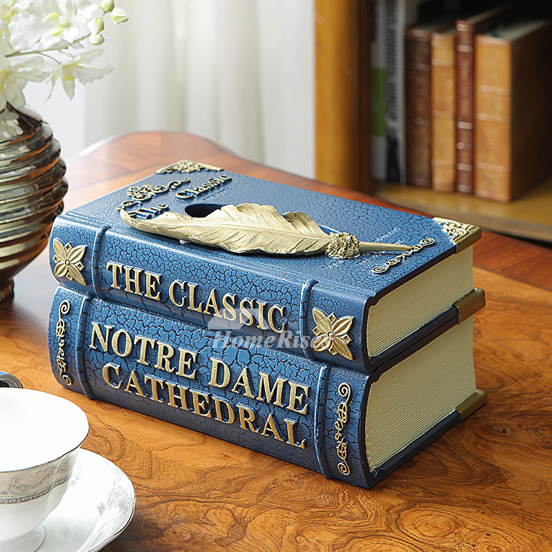 Blue Tissue Box Cover Resin Decorative Vintage Rectangular ...