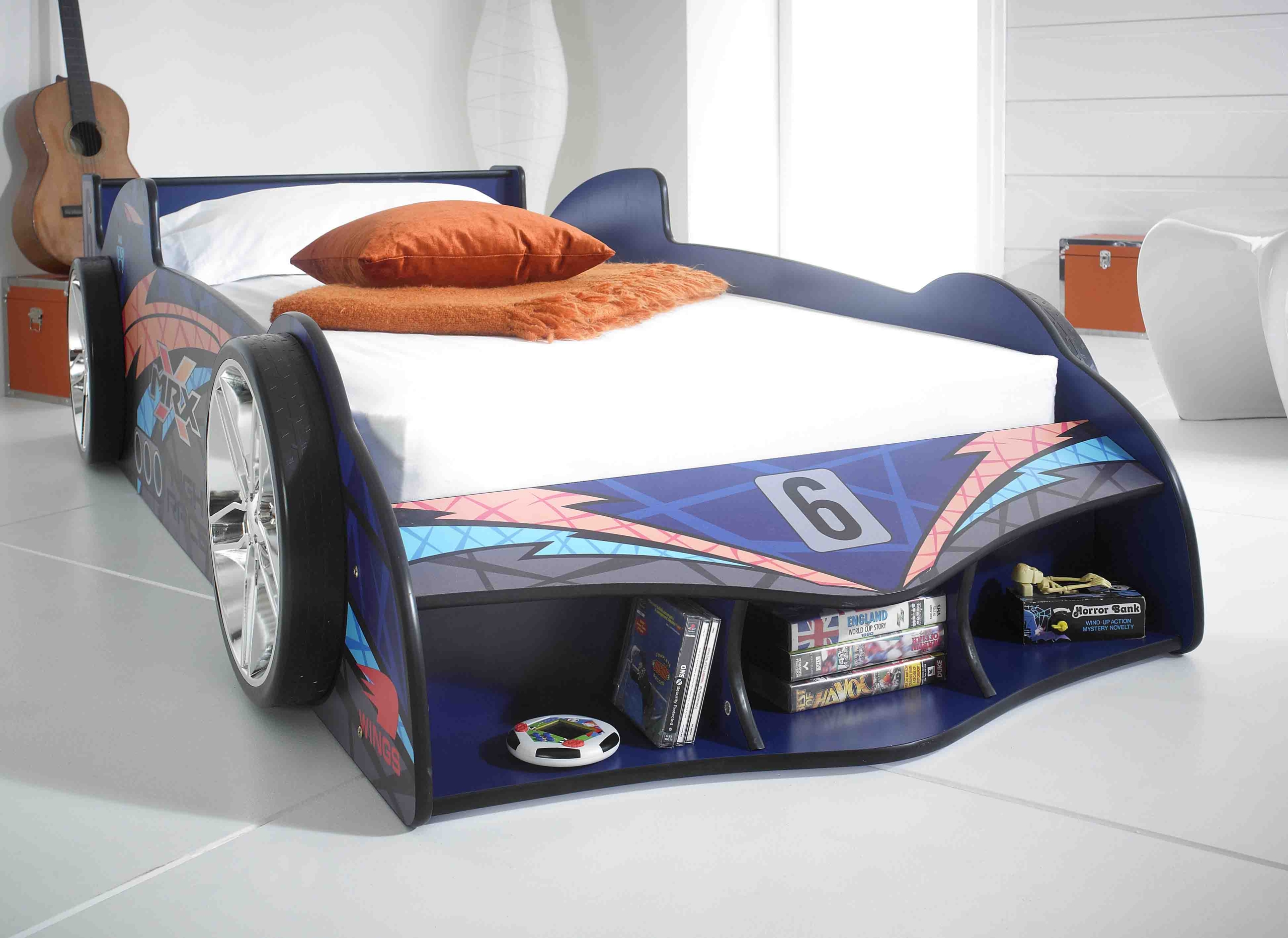 Kids LED Racing Car Bed Frame Wooden Single Bed for Children Boys Girl Bedroom