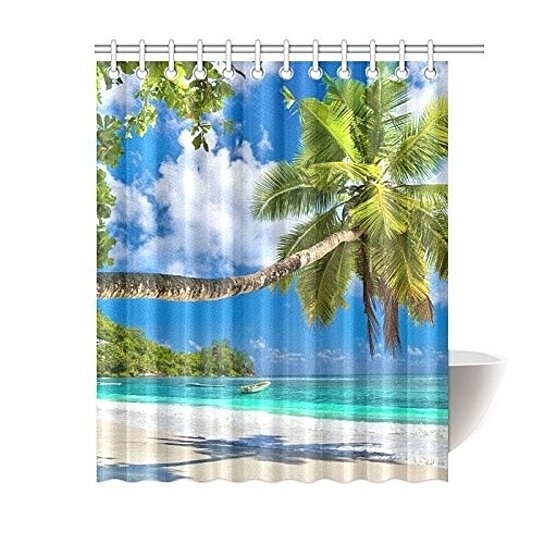 BPBOP Palm Tree Leaves Shower Curtain, Tropical Palm Tree ...