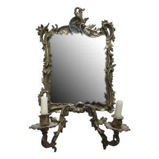 Brass & Mirror Double Candle Wall Sconce | Chairish