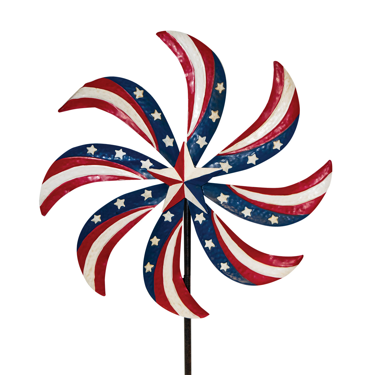 Briarwood Lane Patriotic Pinwheel Metal Wind Spinner USA Yard Stake 20" x 63"