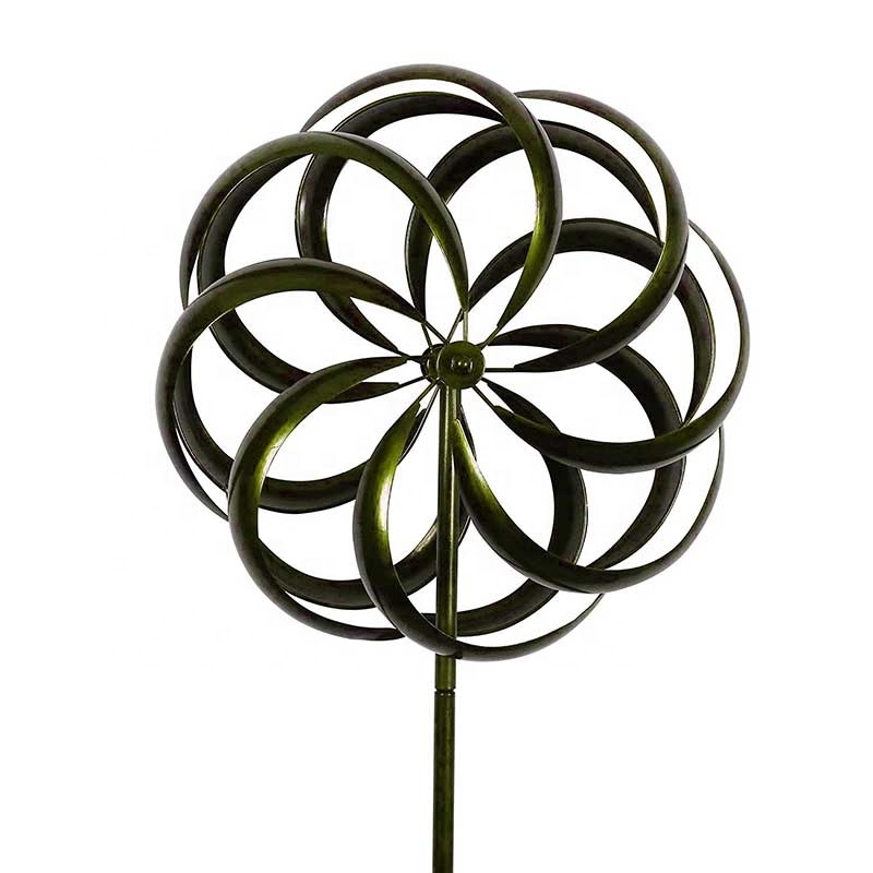 Bronze Flower Style Kinetic Wind Garden Spinner