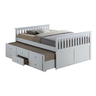 Broyhill Kids Marco Island Full Captain's Bed with Trundle, White Full-Sized Bed with Twin-Sized Trundle, Bunk Bed Alternative, Great for Sleepovers, Underbed Storage/Organization