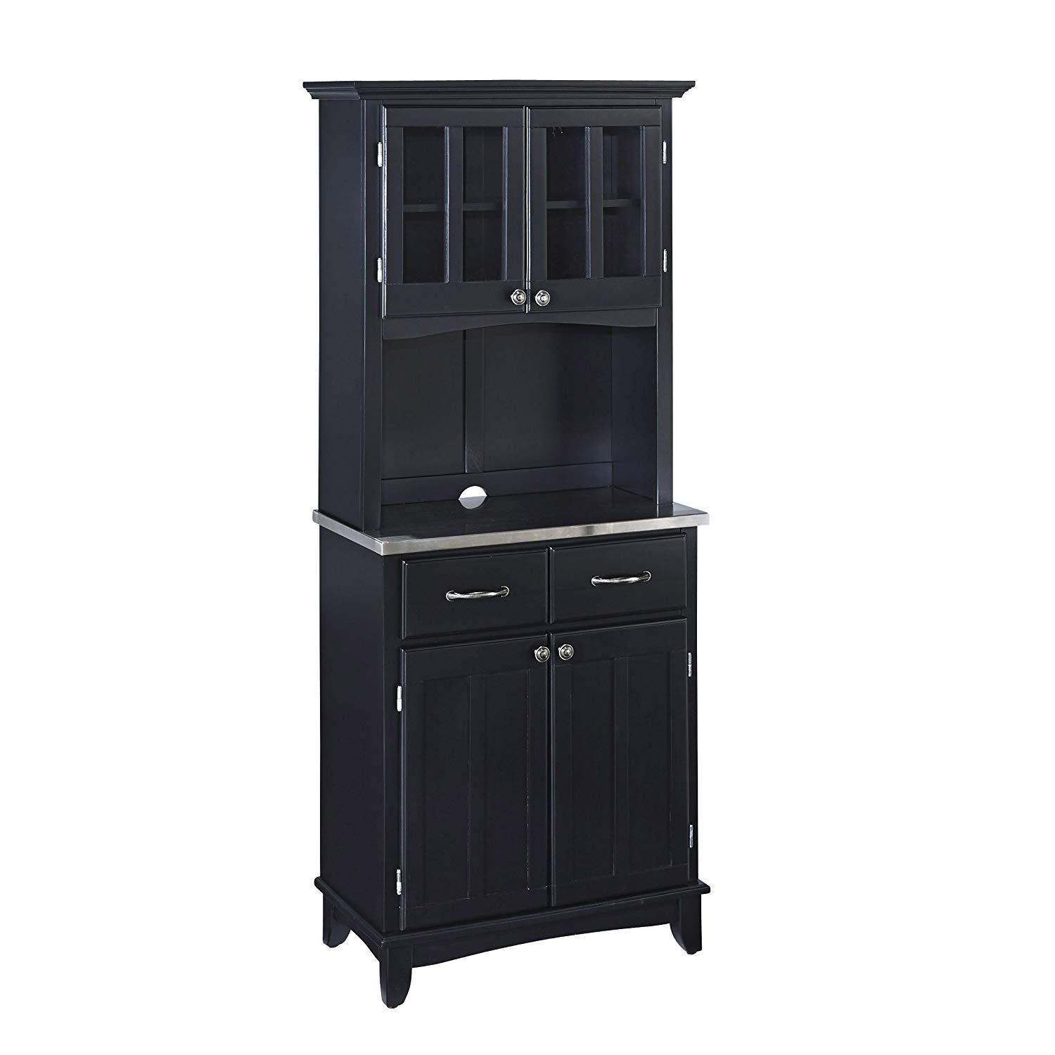 Buffet of Buffet Black with Stainless Steel Top with Hutch by Home Styles