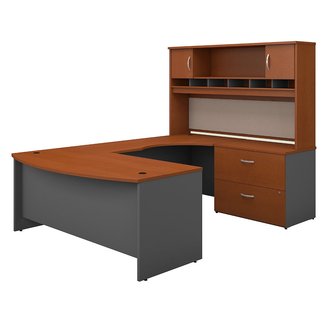 Bush Business Furniture SRC005AURSU Series C 72W Right Handed Bow Front U Shaped Desk with Hutch and Storage