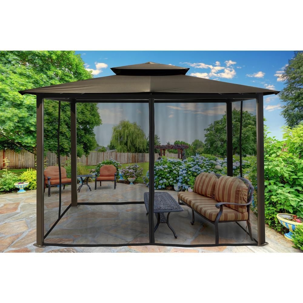 Catalina 10' x 12' Gazebo with Gray Roof and Mosquito