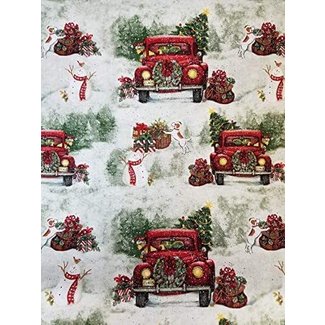Christmas Red Pickup Truck Tree Country 16" Valance