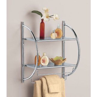 Chrome Bathroom Shelf with Towel Bars in Bathroom Shelves