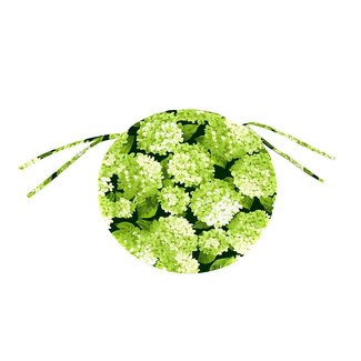 Classic Polyester Outdoor Round Chair Cushion With Ties, 16'' x 2'' - Forest Hydrangea
